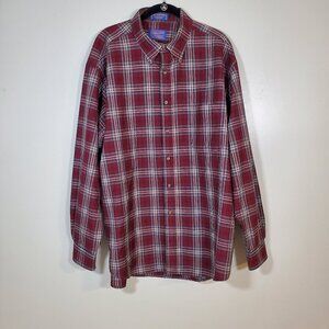 Pendleton Sir Pendleton Men's Red Plaid Button Up 100% Wool Shirt Size XL